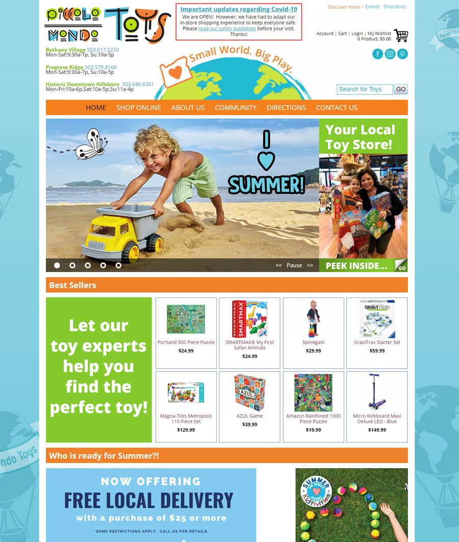 Piccolo Mondo Toys Specialty Toys Network website services for toy stores and toy manufacturers